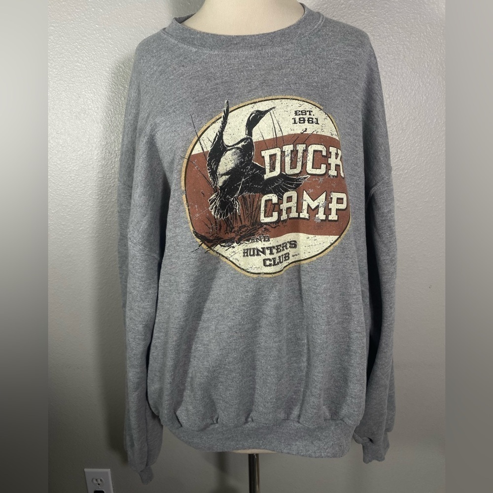 American Tradition Men's Size XL Solid Grey Long Sleeve crewneck Sweatshirt